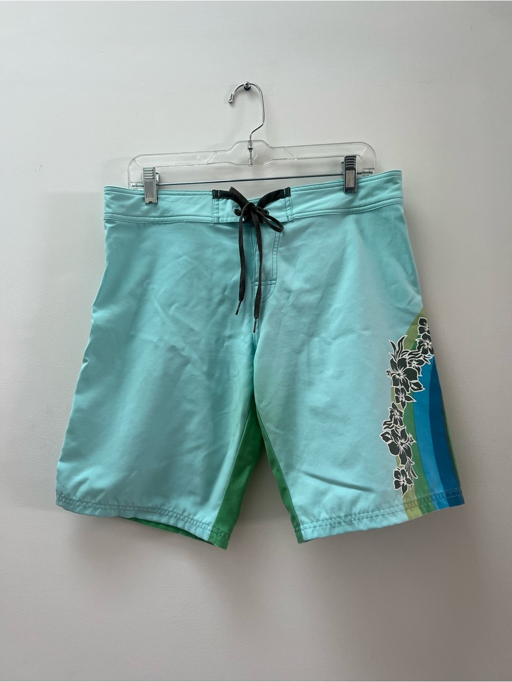 Billabong Aqua Floral Stripe Swim Trunks - Picture 2 of 6